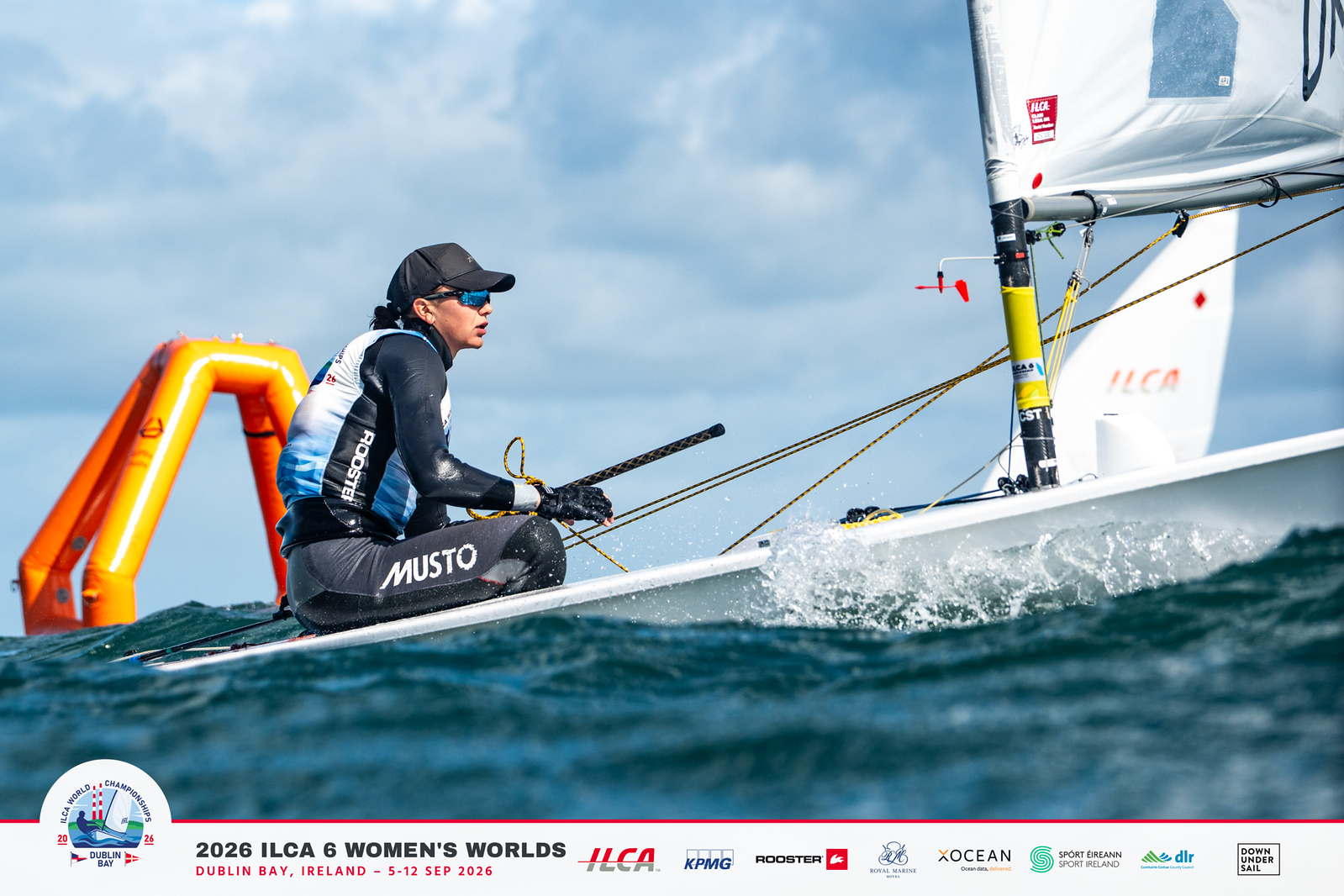 Alina sailing past an orange race mark in Ireland
